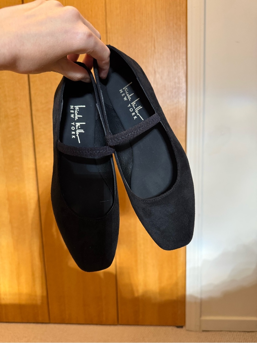 Black Suede Mary-Jane Flats